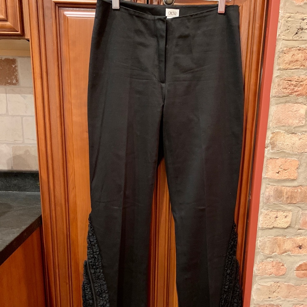 Cache Black Sateen Tuxedo Pants With Front Zip An… - image 1